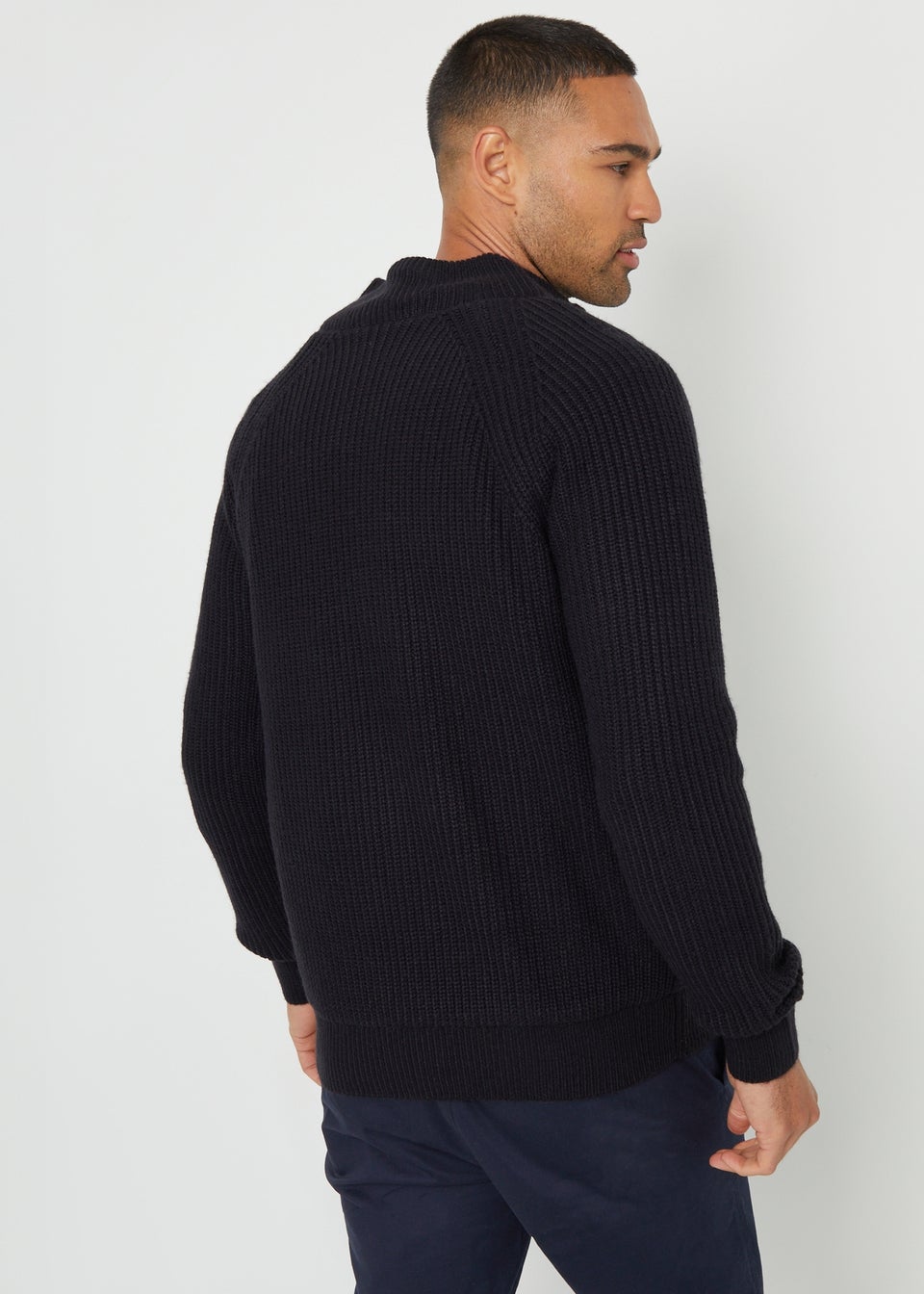 Threadbare Navy Zip Up Cardigan with Microfleece Lining