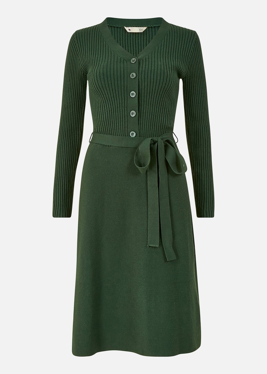 Yumi Green Knitted Skater Dress