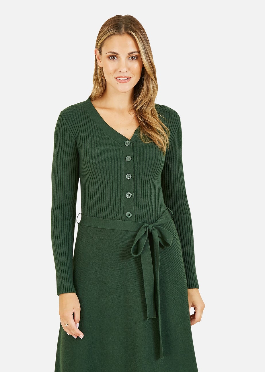Yumi Green Knitted Skater Dress