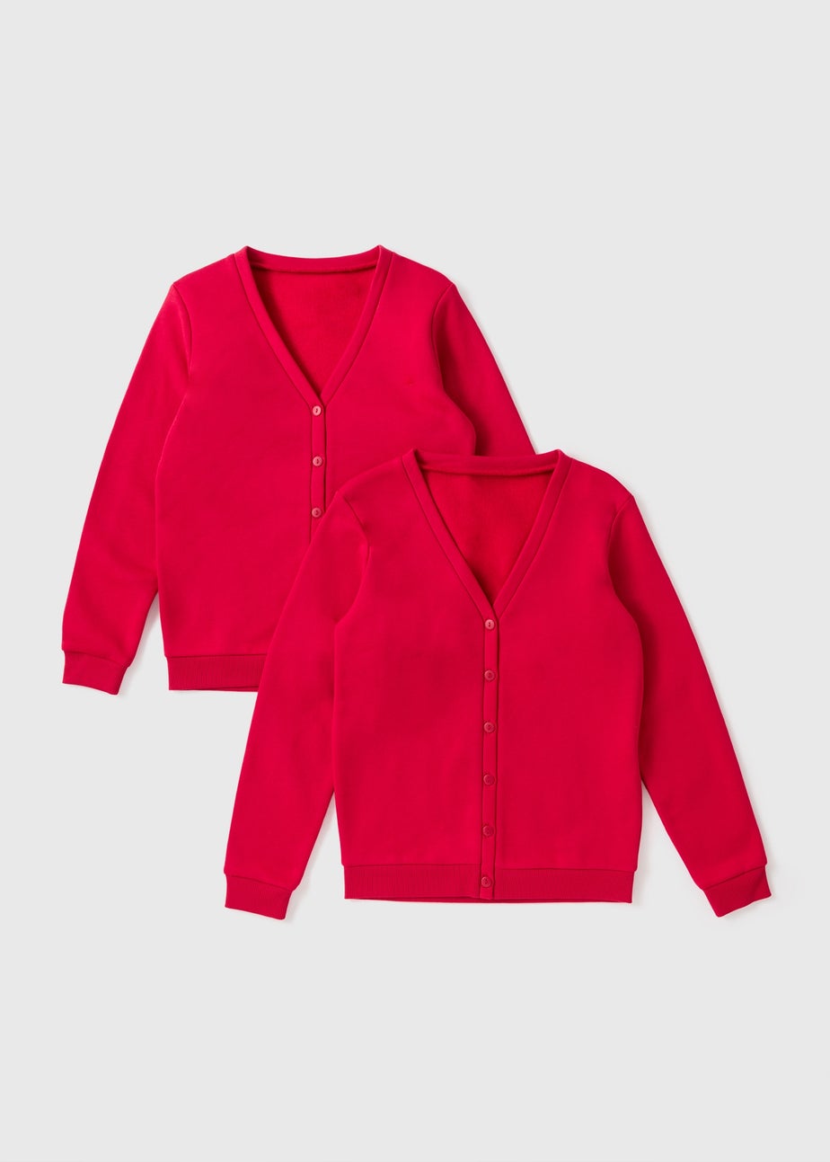 2 Pack Girls Red V-Neck Cardigans (3-13yrs)