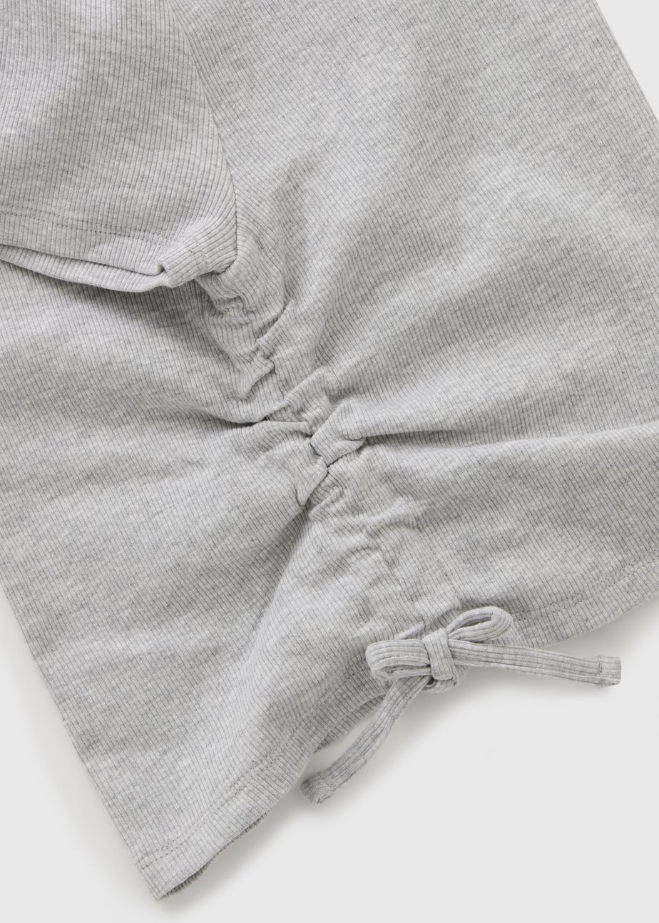 Girls Grey Ruched Top & Cycle Shorts Set (7-15yrs)