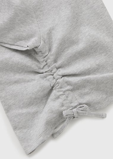 Girls Grey Ruched Top & Cycle Shorts Set (7-15yrs)