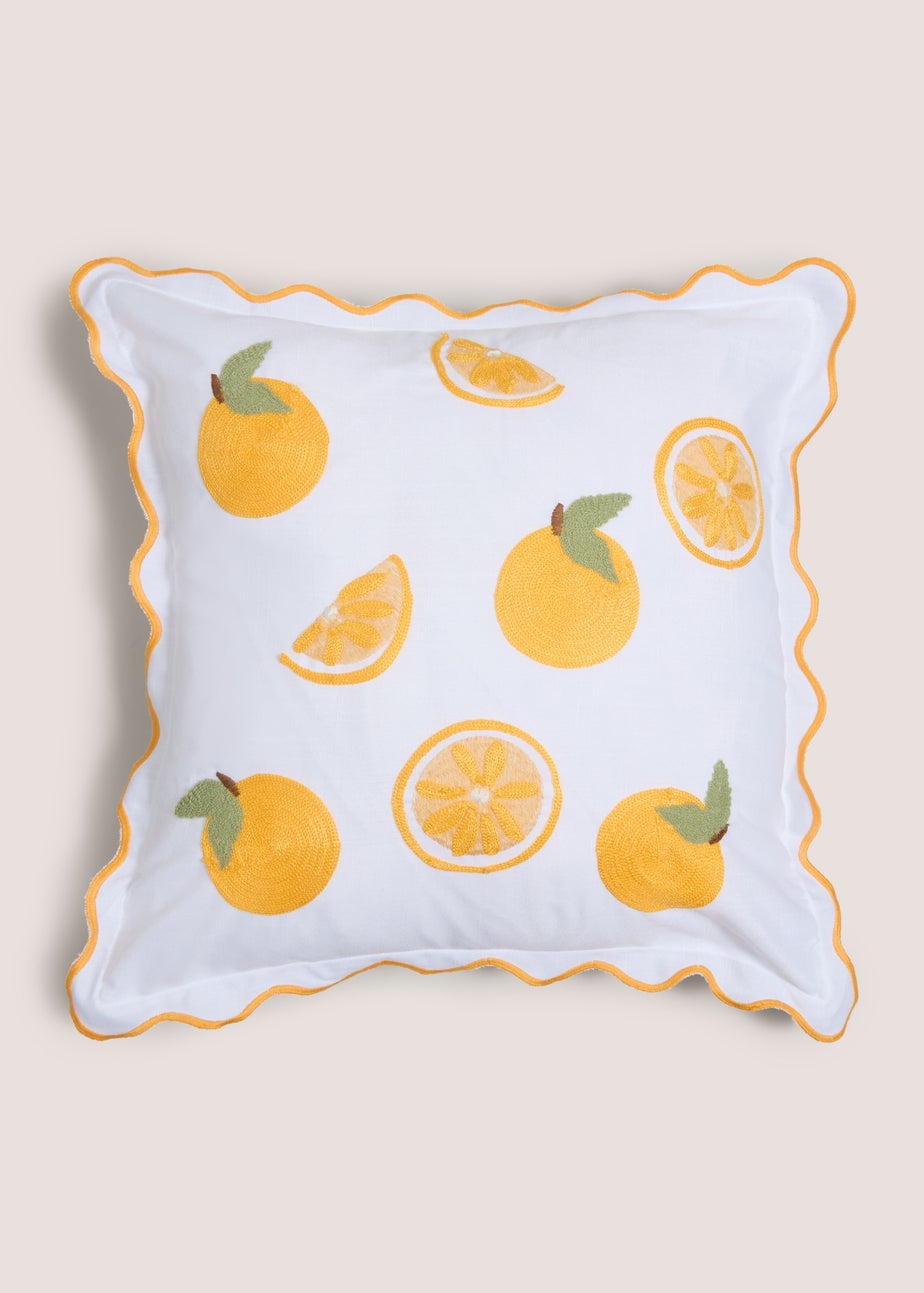 White Orange Cushion