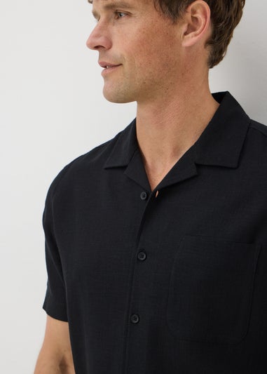 Black Linen Blend Co Ord Shirt