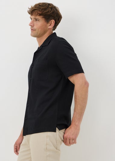 Black Linen Blend Co Ord Shirt