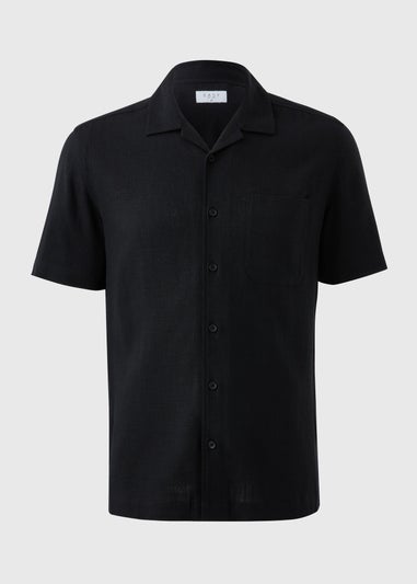 Black Linen Blend Co Ord Shirt
