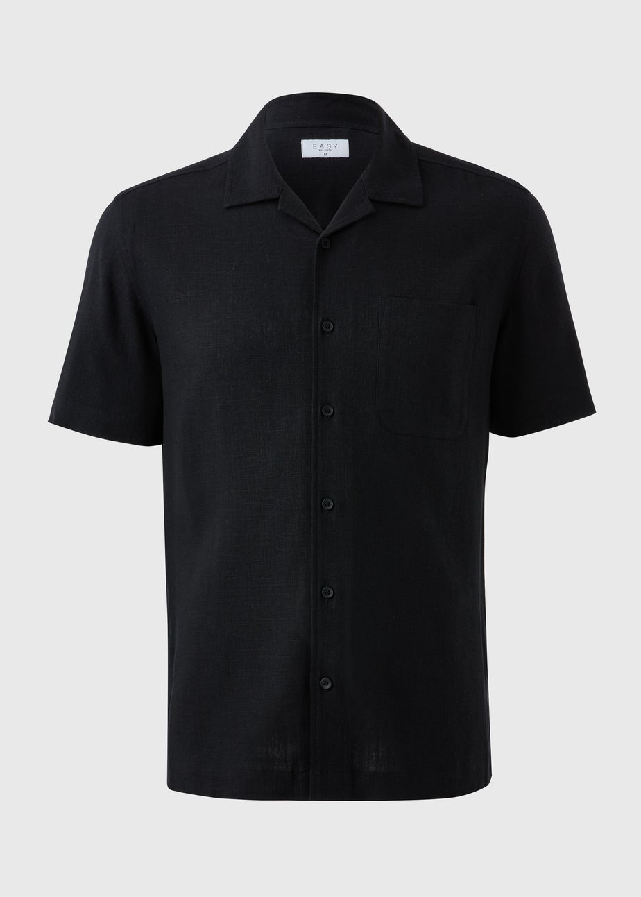 Black Linen Blend Co Ord Shirt