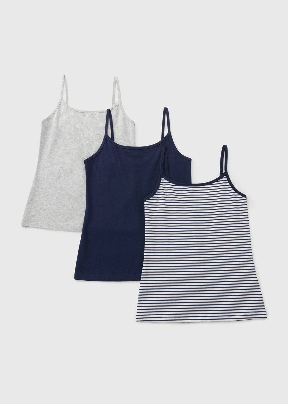 3 Pack Navy Stripe Cami Tops