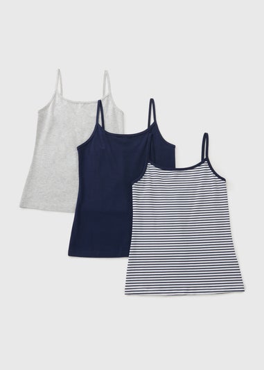 3 Pack Navy Stripe Cami Tops