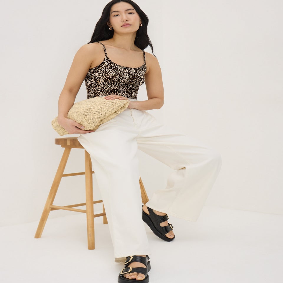 3 Pack Black Animal Print Cami Tops