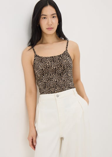 3 Pack Black Animal Print Cami Tops