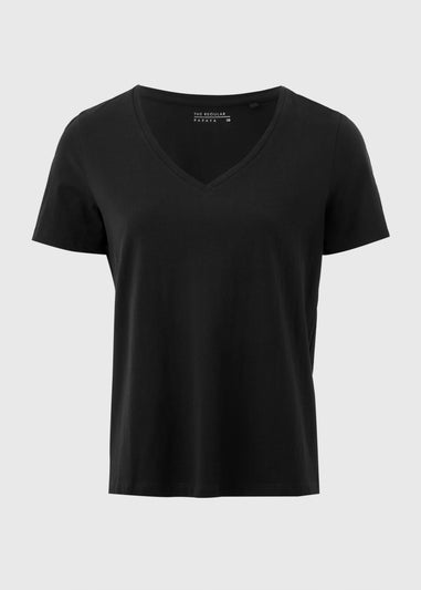 Black V-Neck Regular Fit T-Shirt