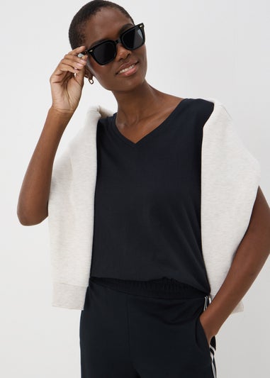 Black V-Neck Regular Fit T-Shirt