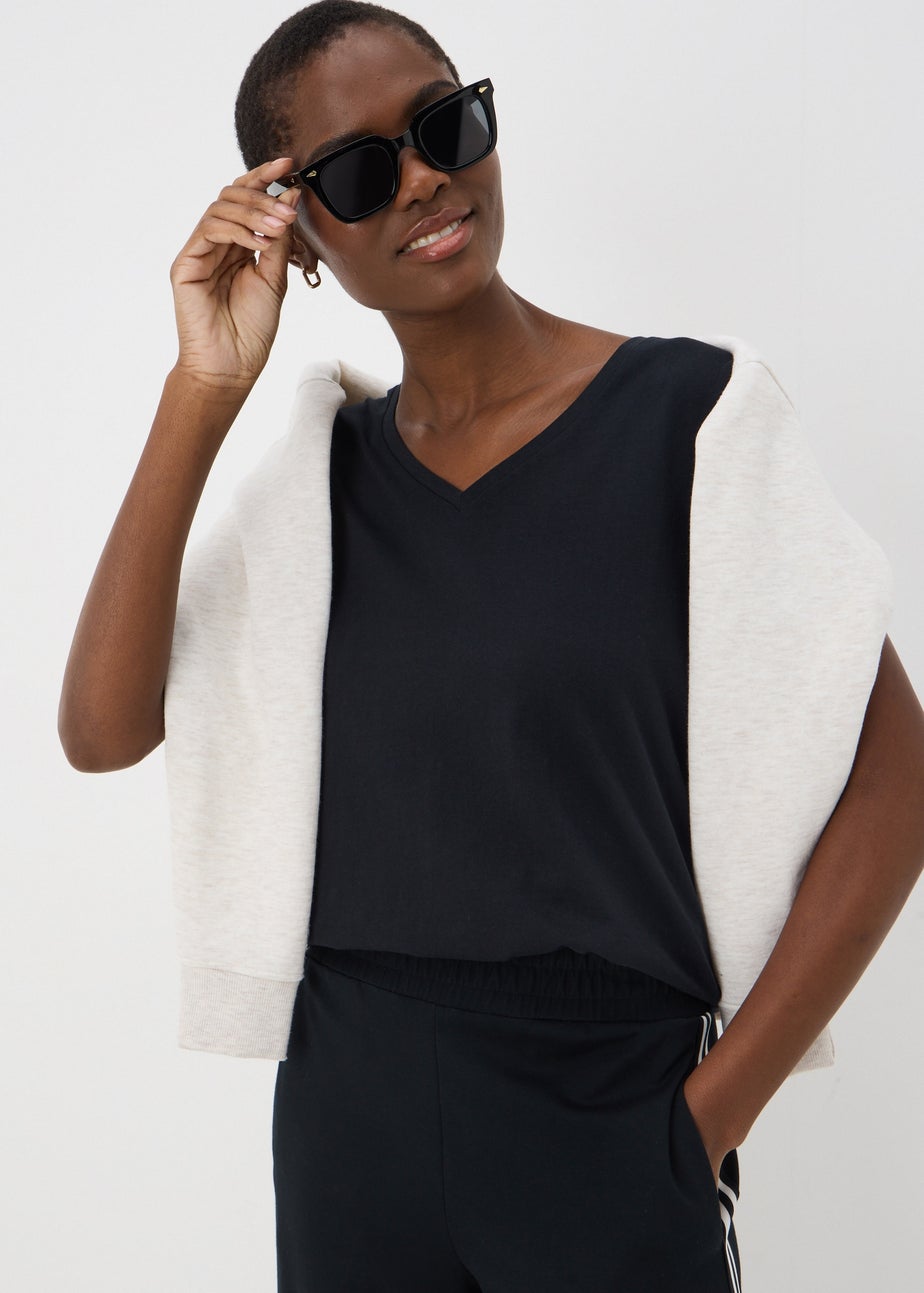 Black V-Neck Regular Fit T-Shirt