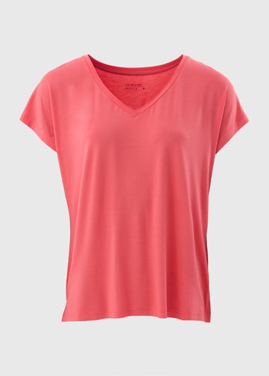 Coral V-Neck Relaxed Fit T-Shirt