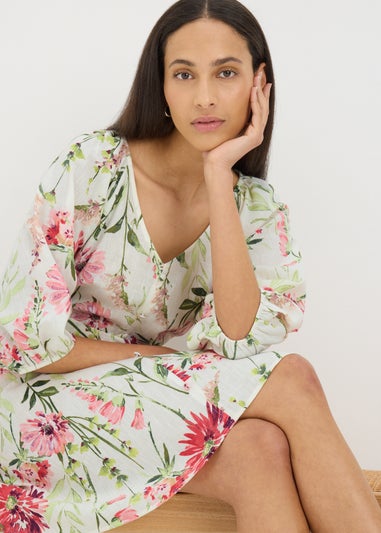 Sage Green Floral Tie Waist Mini Dress