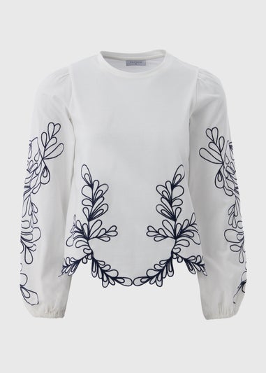 White Embroidery Long Sleeve Top