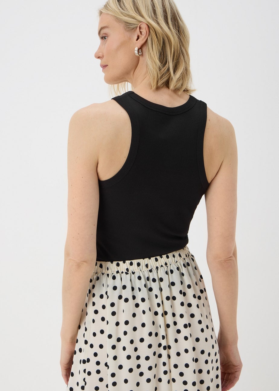 Black Ribbed High Neck Racer Back Vest Top