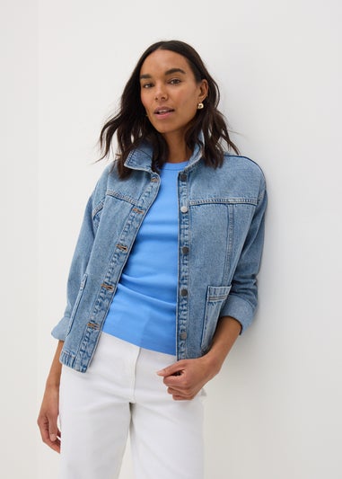 Navy Ribbed High Neck Racer Back Vest Top