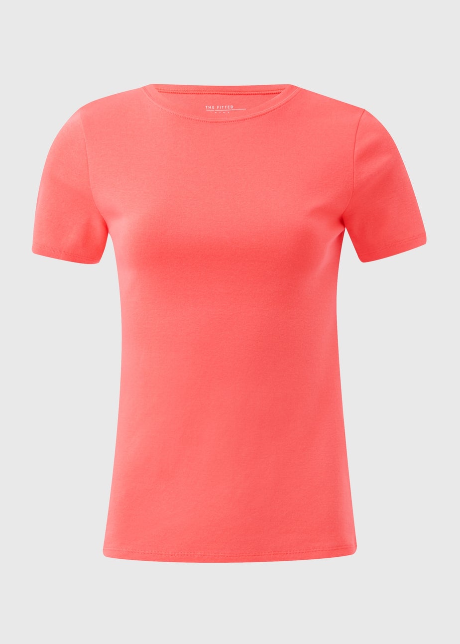 Coral Fitted Cotton T-Shirt