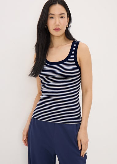 Navy Stripe Scoop Vest Top