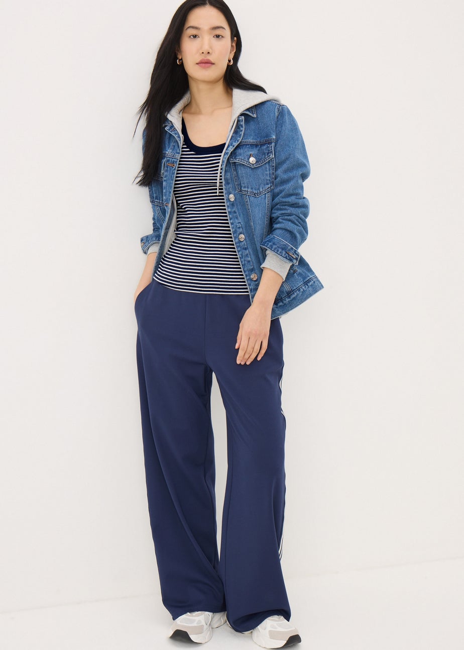 Navy Stripe Scoop Vest Top