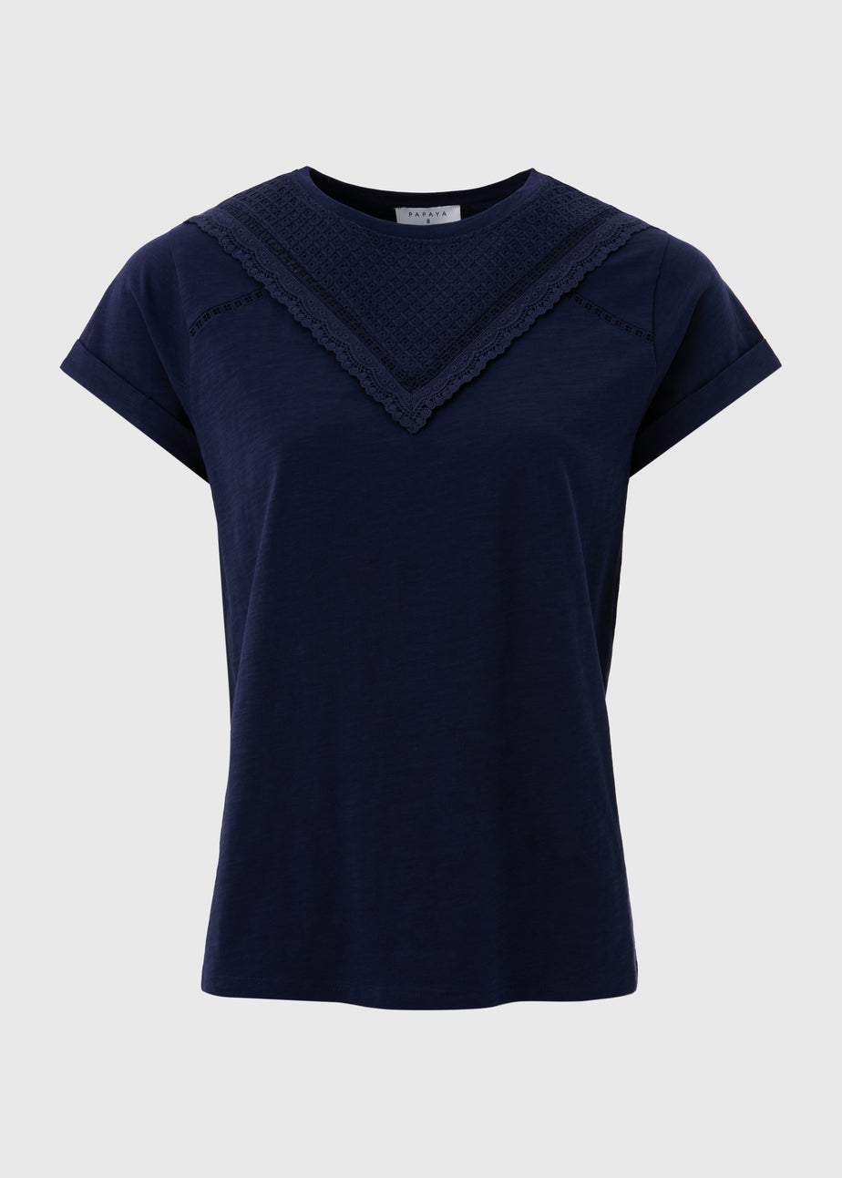 Navy Broderie T-Shirt