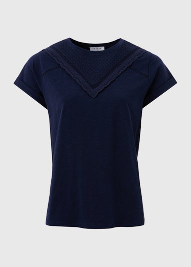 Navy Broderie T-Shirt