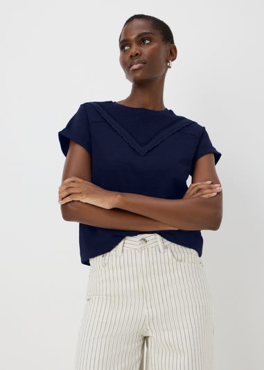 Navy Broderie T-Shirt