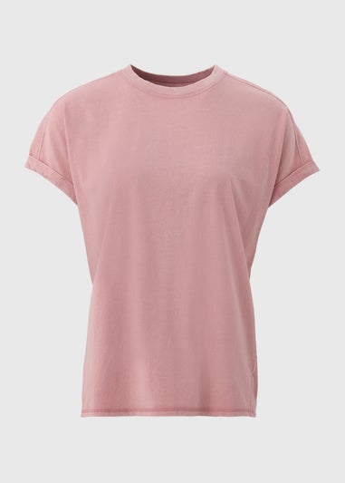 Pink Acid Wash Longline T-Shirt