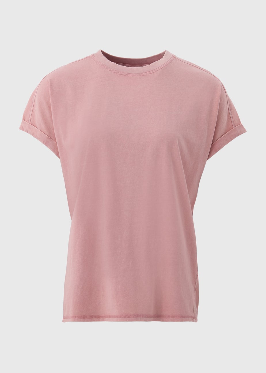 Pink Acid Wash Longline T-Shirt