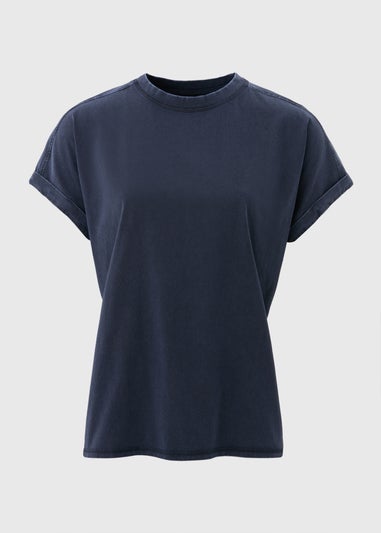 Blue Acid Wash Longline T-Shirt