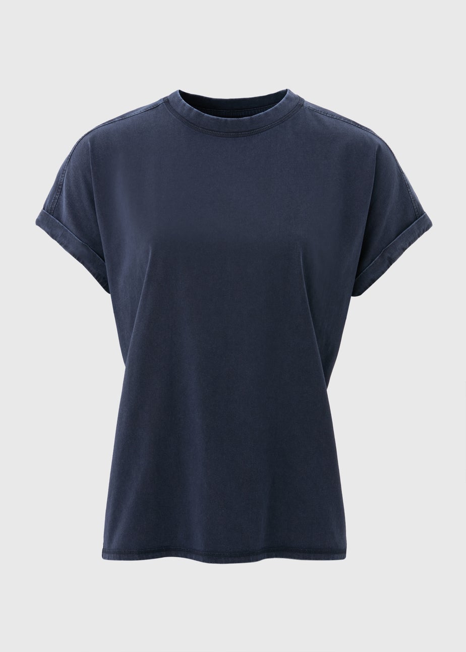 Blue Acid Wash Longline T-Shirt