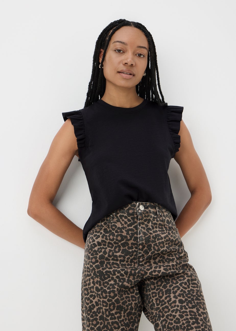 Black Ruffle Vest Top