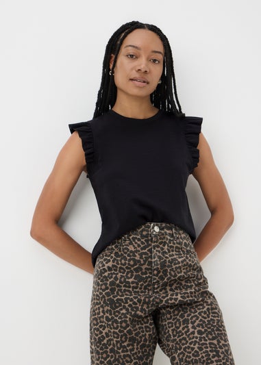 Black Ruffle Vest Top
