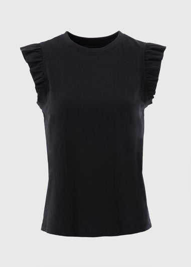 Black Ruffle Vest Top