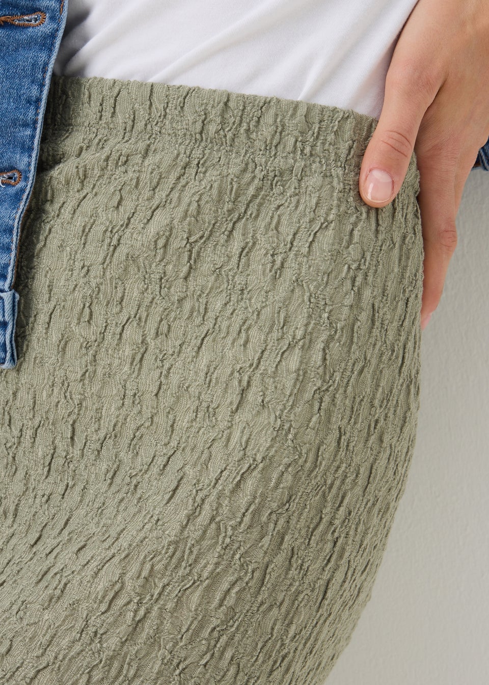 Sage Green Textured Midaxi Skirt