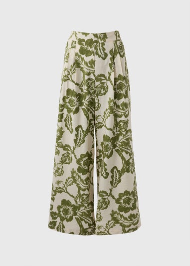 Green Floral Wide Leg Co Ord Trousers