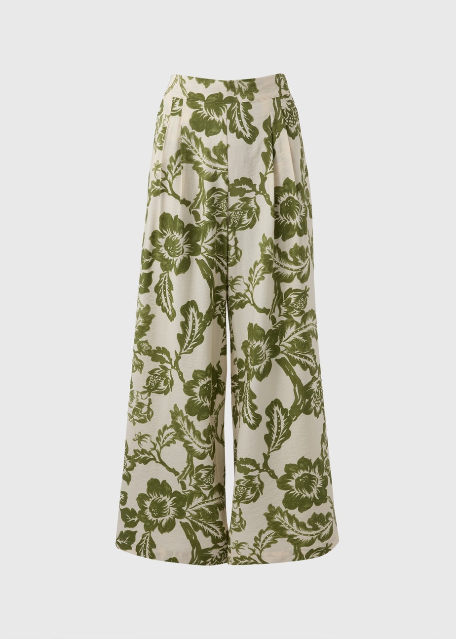 Green Floral Wide Leg Co Ord Trousers
