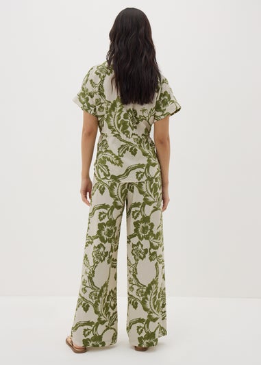 Green Floral Wide Leg Co Ord Trousers