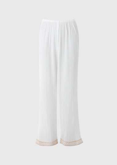 Cream Sparkle Embroidered Trousers