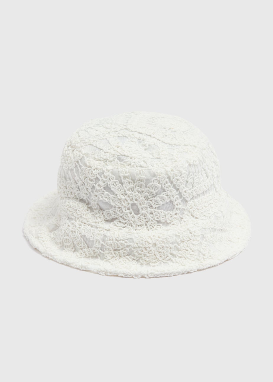 Kids Cream Crocket Bucket Hat (7-13yrs)