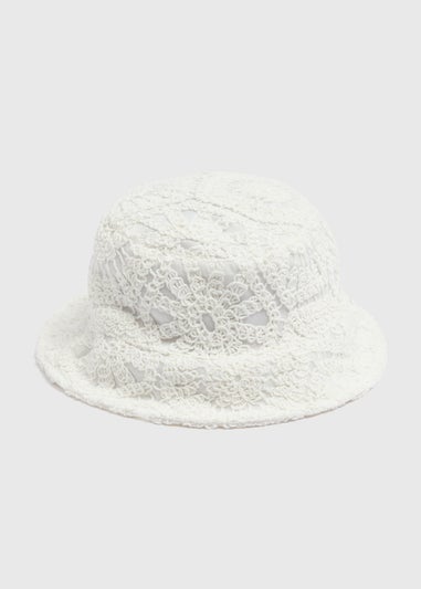 Kids Cream Crocket Bucket Hat (7-13yrs)