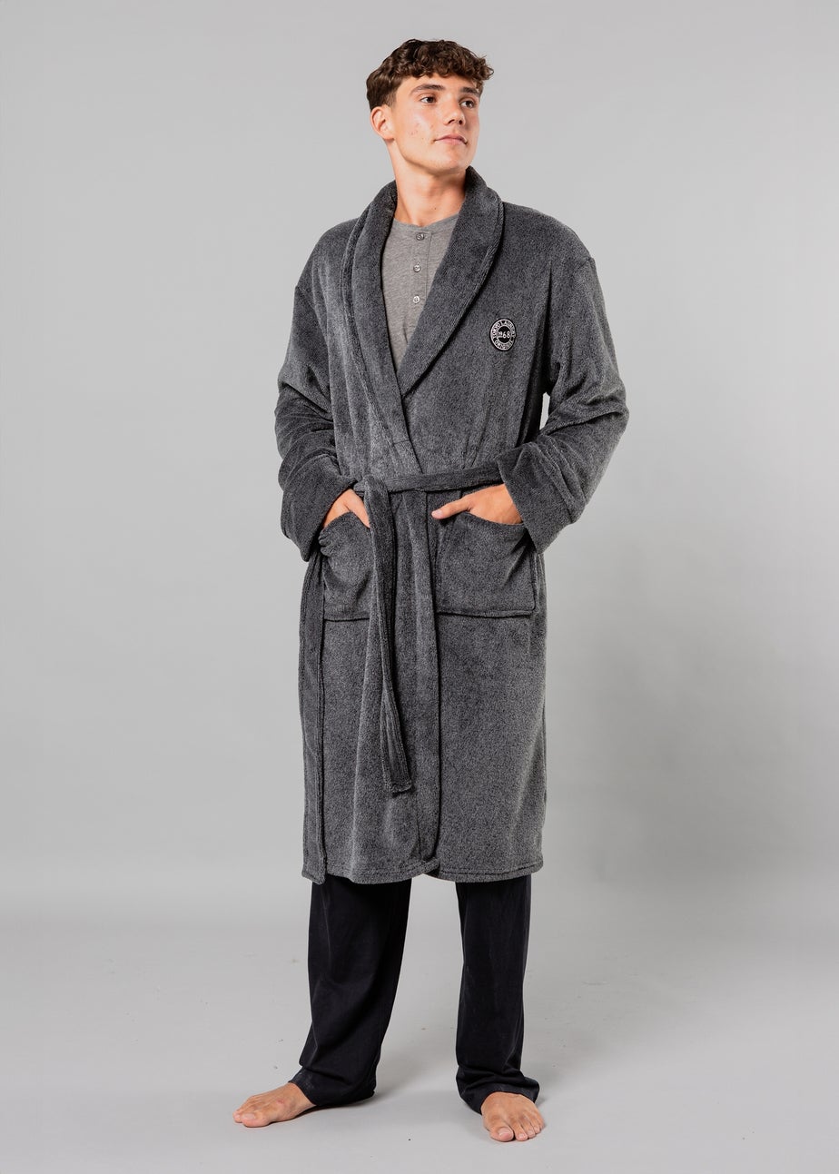 Tokyo Laundry Navy Plush Shawl Collar Dressing Gown