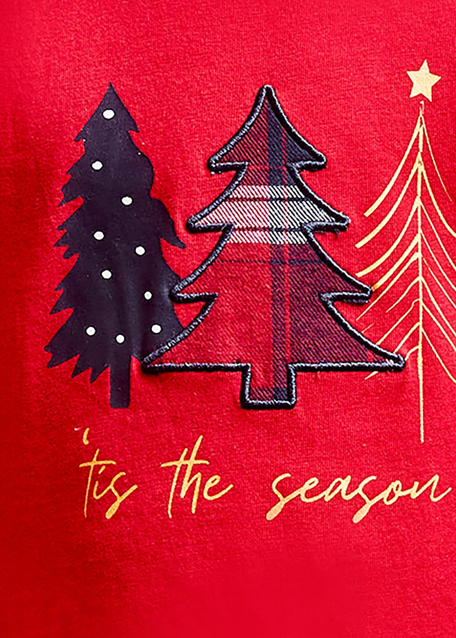 Threadbare Kids Red Cotton Check Christmas Pyjama Set (5-12 yrs)