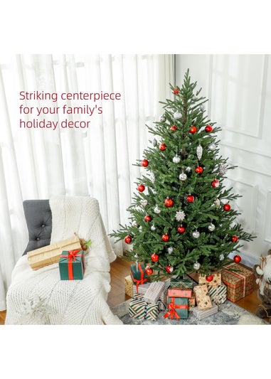 HOMCOM Green 6FT Hinged Branch Christmas Tree