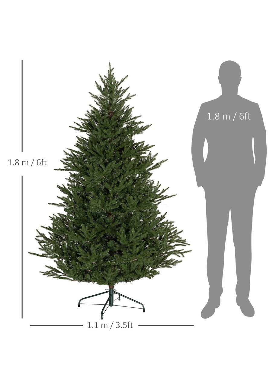 HOMCOM Green 6FT Hinged Branch Christmas Tree