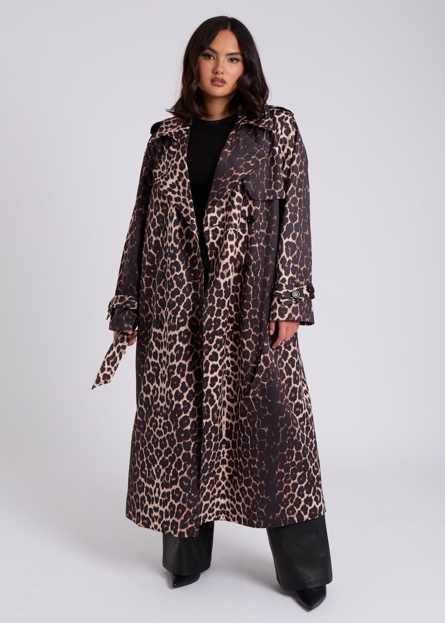 Urban Bliss Brown Leopard Print Trench - Matalan