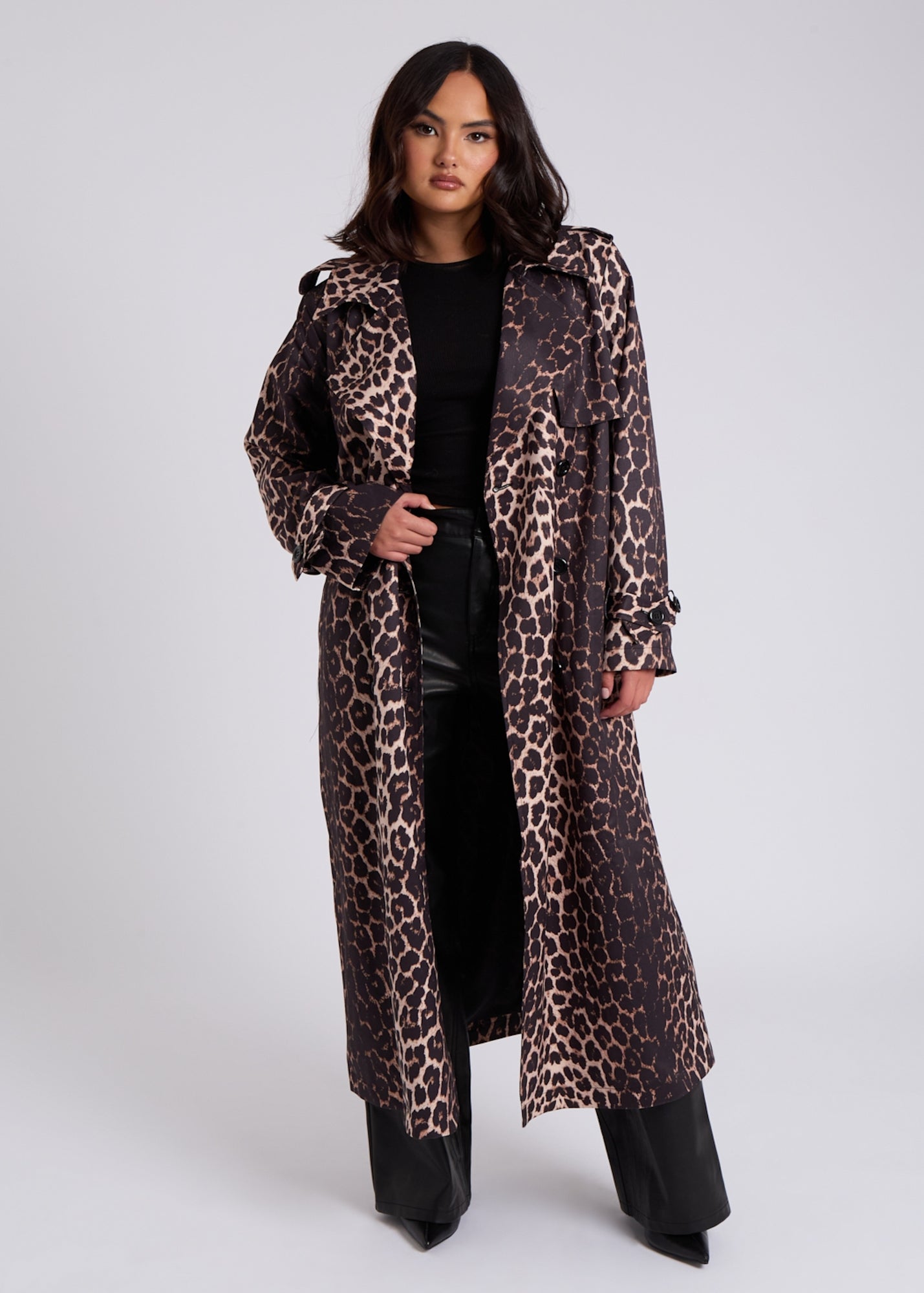 Urban Bliss Brown Leopard Print Trench - Matalan