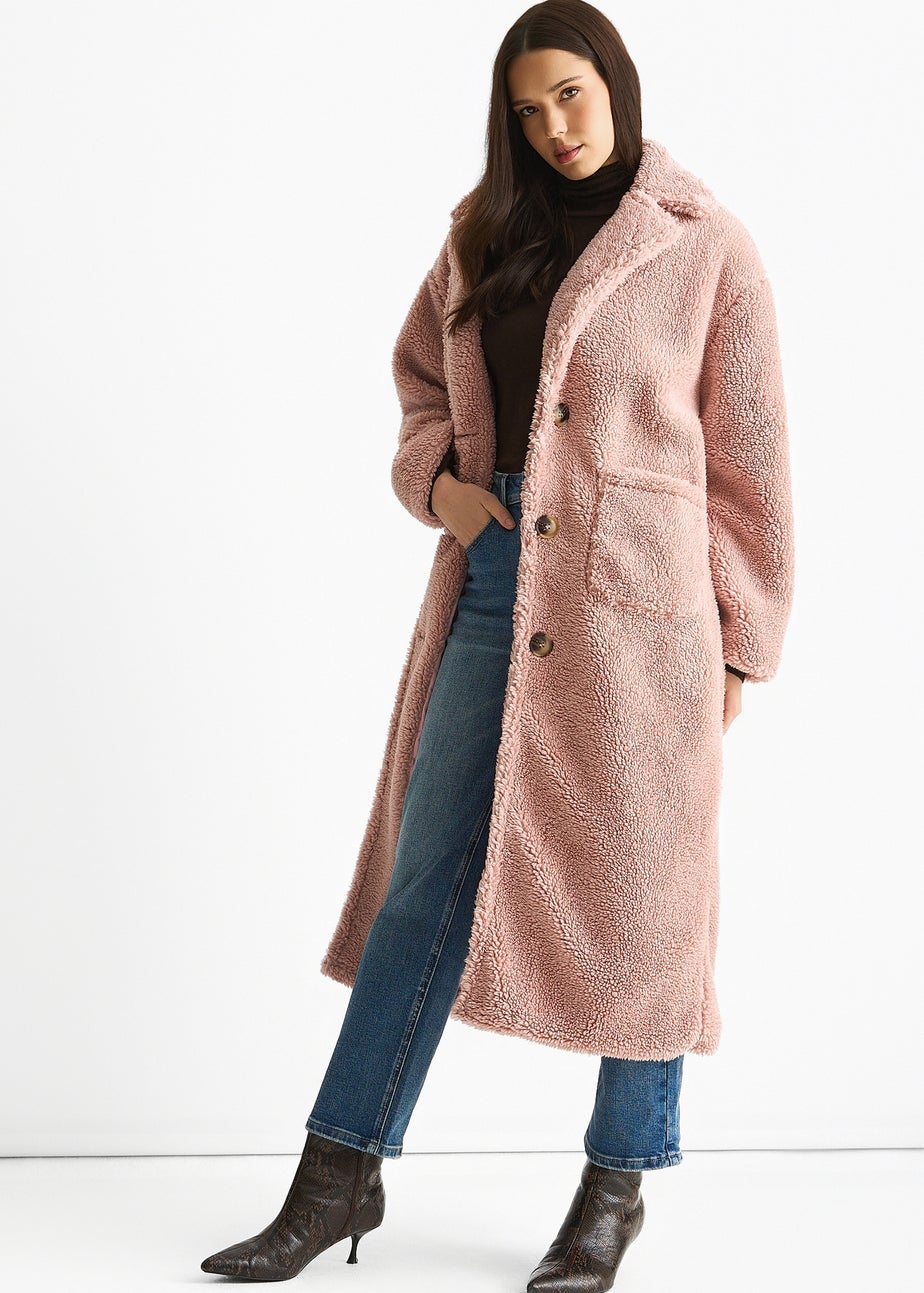 Gini London Blush Longline Teddy Coat